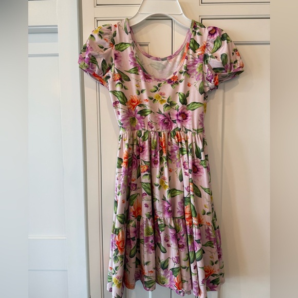 Janie and Jack Floral Dress in Purple and Orange - Picture 2 of 3